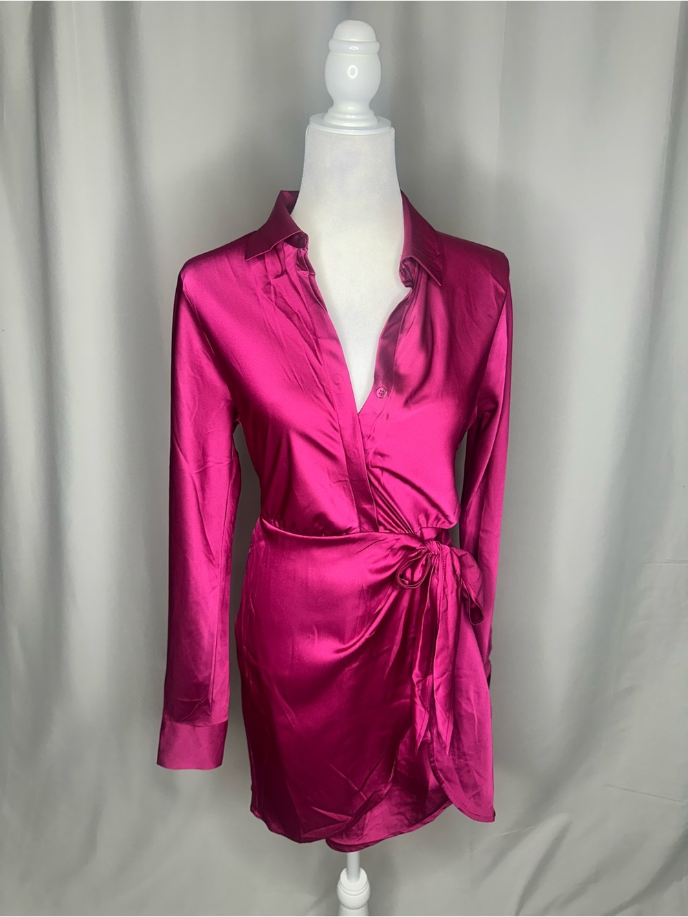 Forever 21 Fuchsia Wrap Shirt Dress